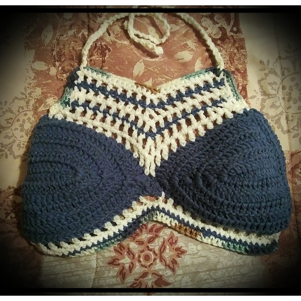 Crocheted halter bikini bralette size SmMed